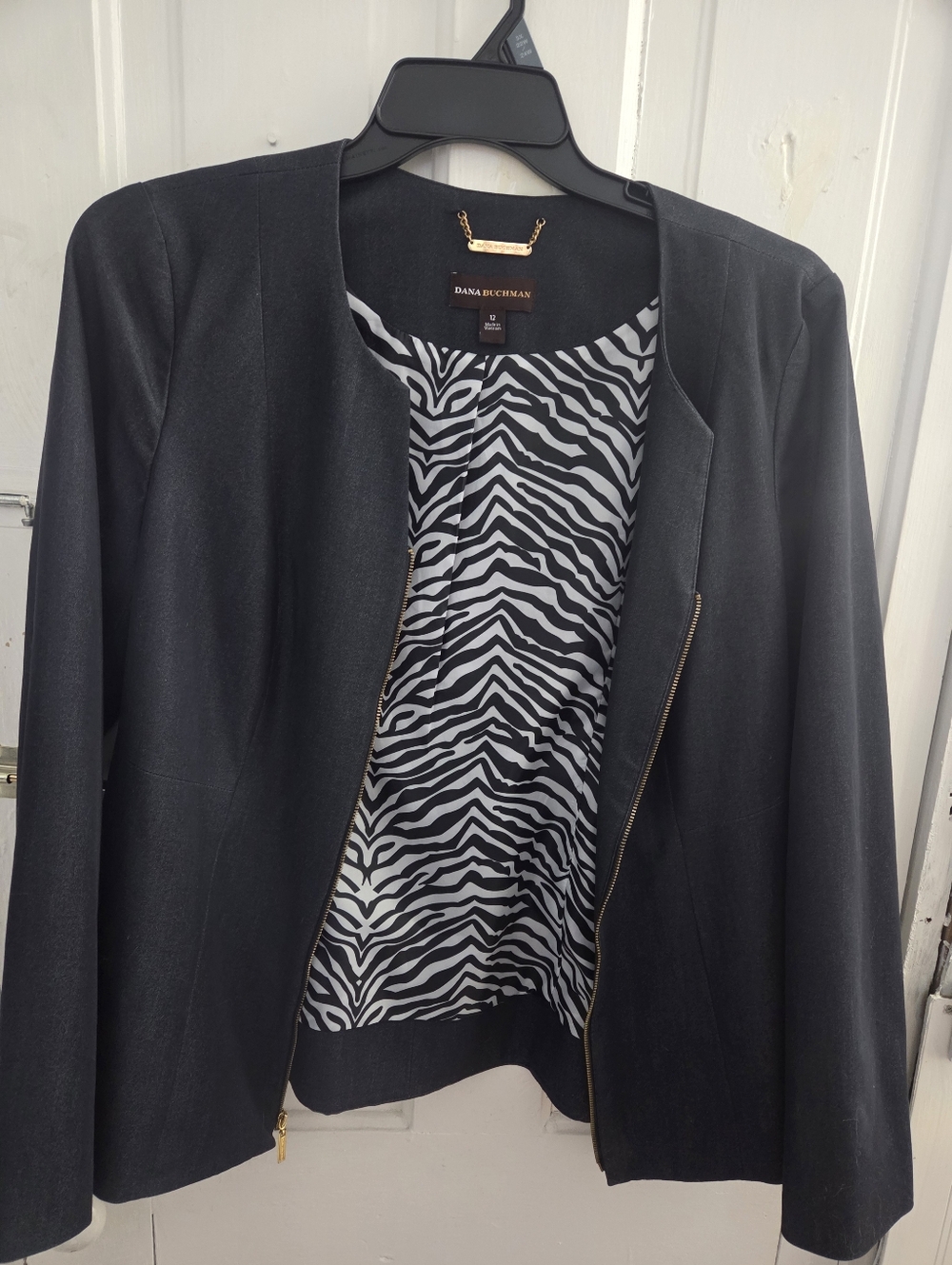 Dana Buchman Navy Zip Front Women's Jacket Size 12 - Picture 1 of 15